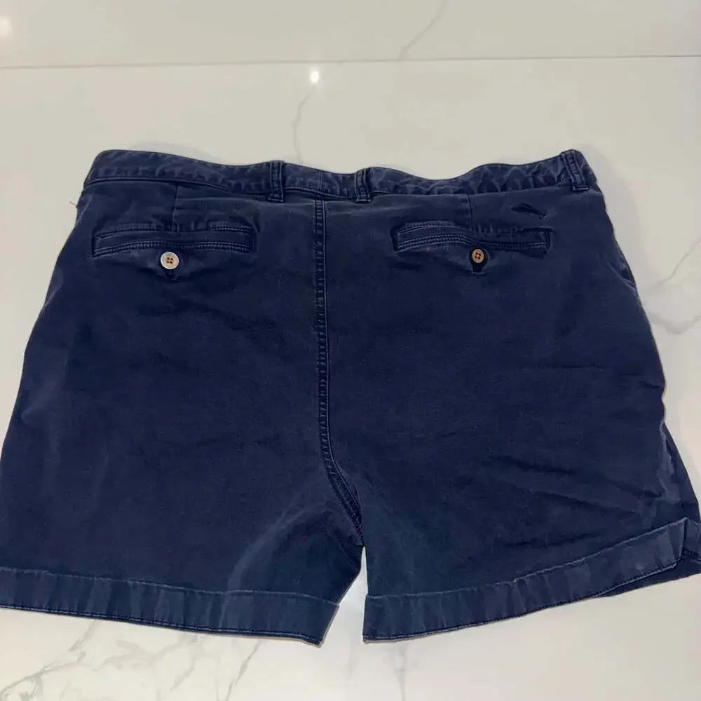 Tommy Bahama Navy Blue Cuffed Chino Shorts Size 40